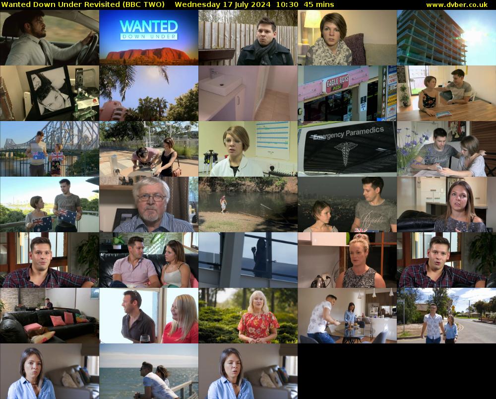 Wanted Down Under Revisited (BBC TWO) Wednesday 17 July 2024 10:30 - 11:15
