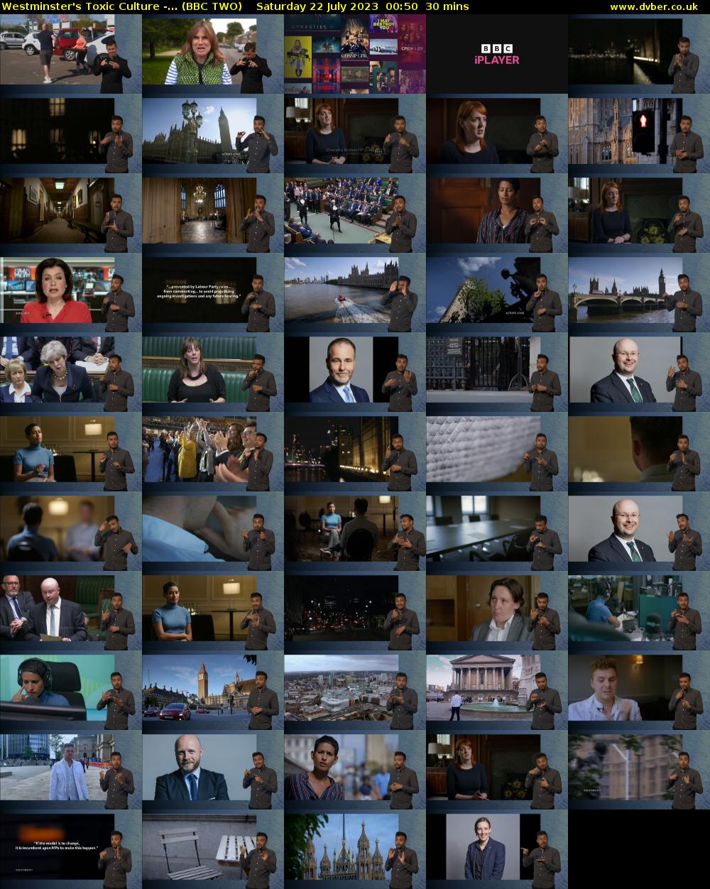 Westminster's Toxic Culture -... (BBC TWO) Saturday 22 July 2023 00:50 - 01:20