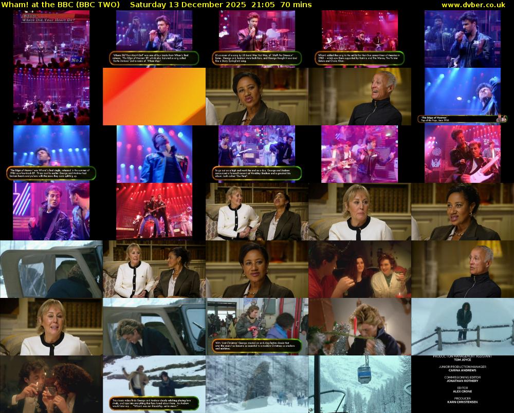 Wham! at the BBC (BBC TWO) Saturday 13 December 2025 21:05 - 22:15