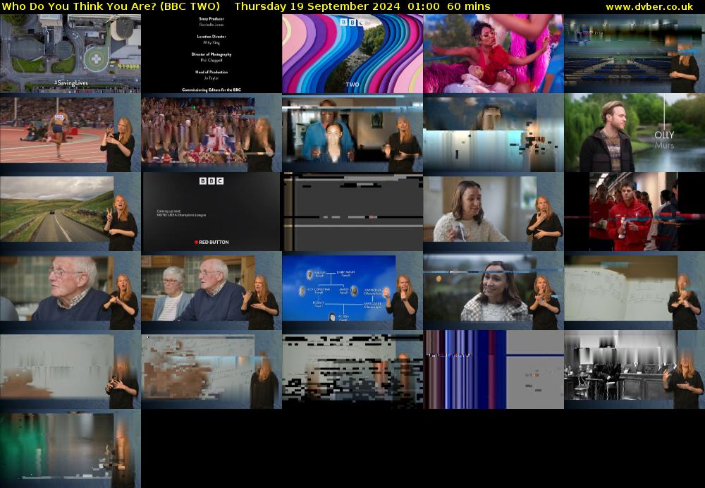 Who Do You Think You Are? (BBC TWO) Thursday 19 September 2024 01:00 - 02:00