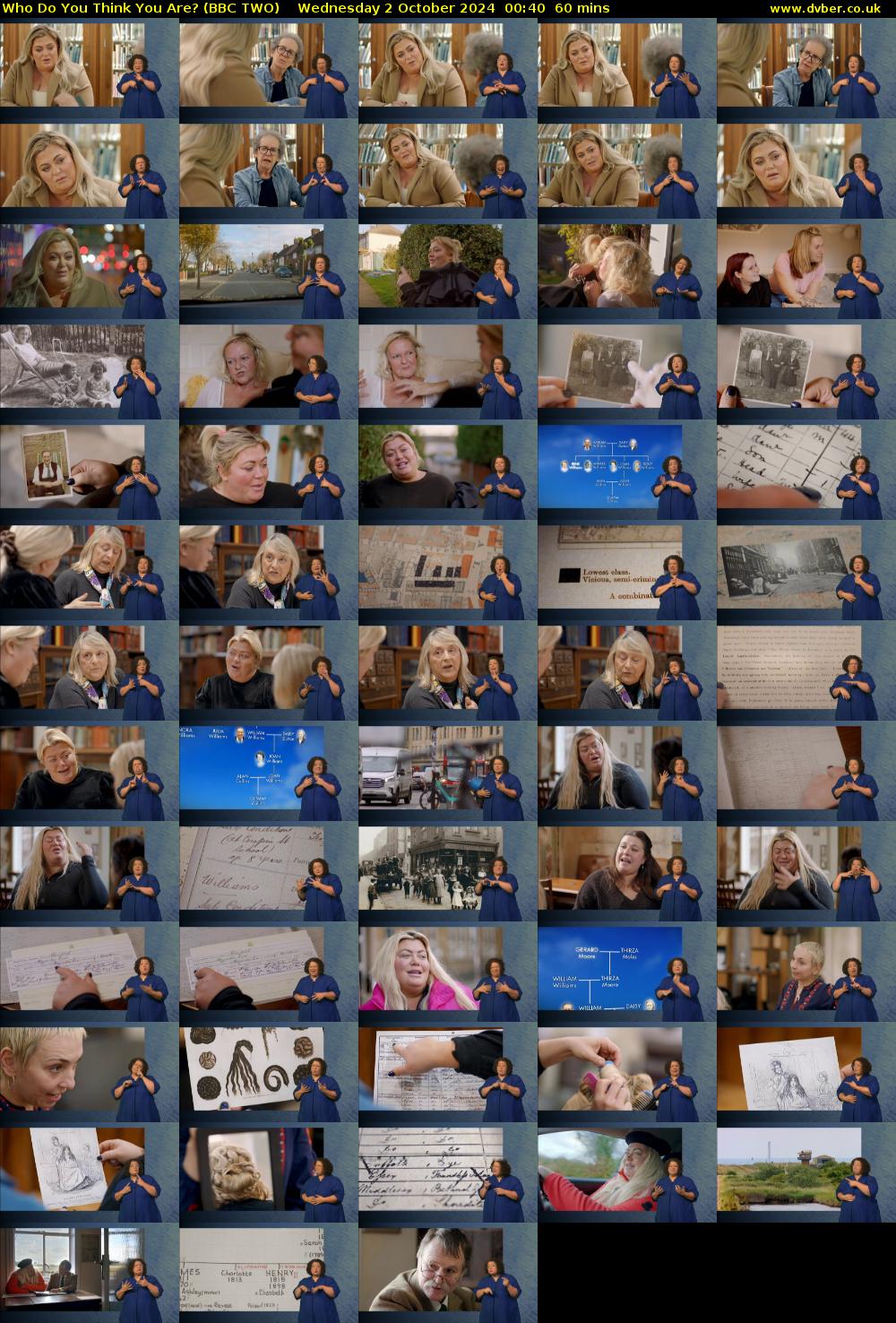 Who Do You Think You Are? (BBC TWO) Wednesday 2 October 2024 00:40 - 01:40