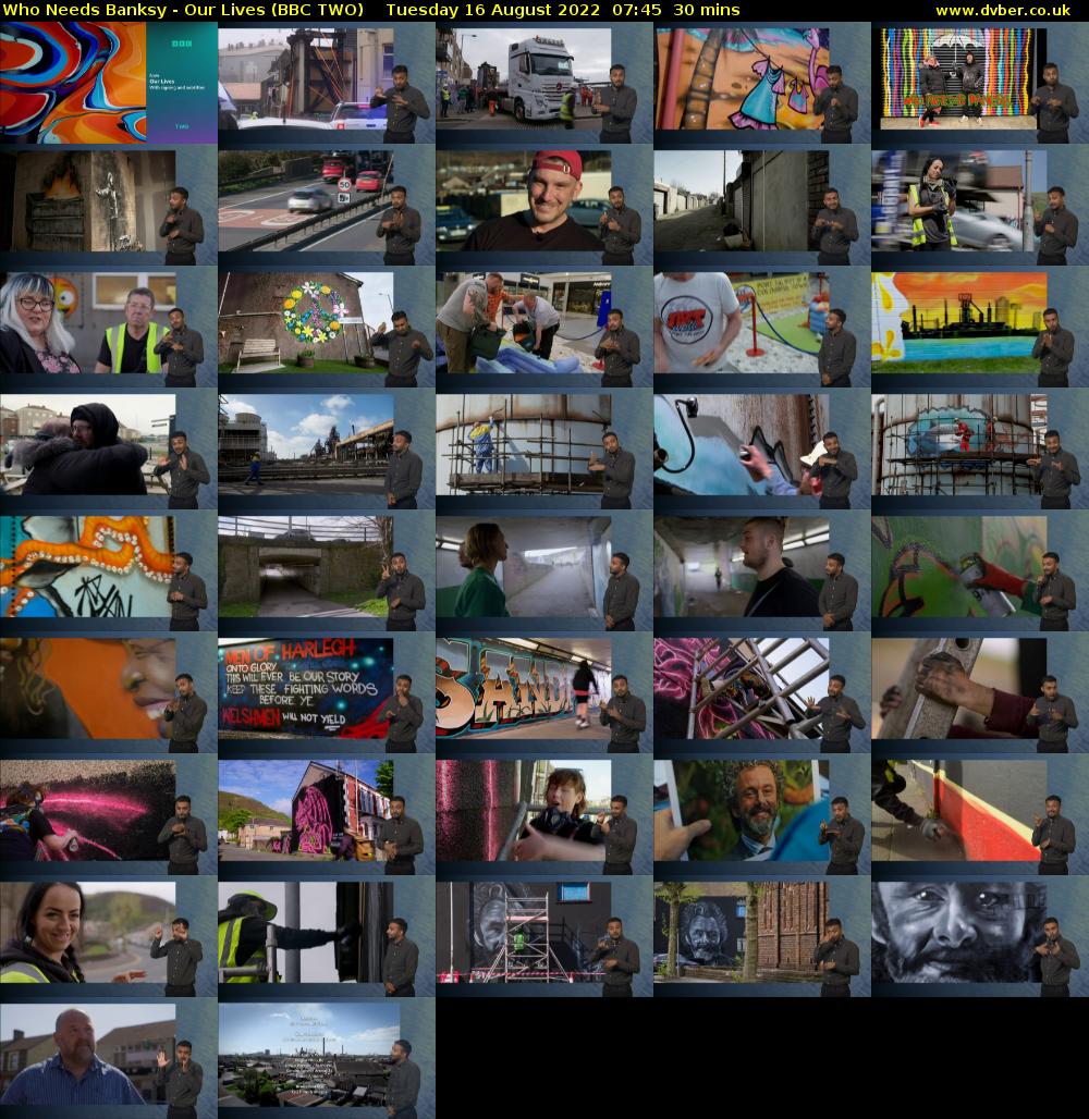 Who Needs Banksy - Our Lives (BBC TWO) Tuesday 16 August 2022 07:45 - 08:15