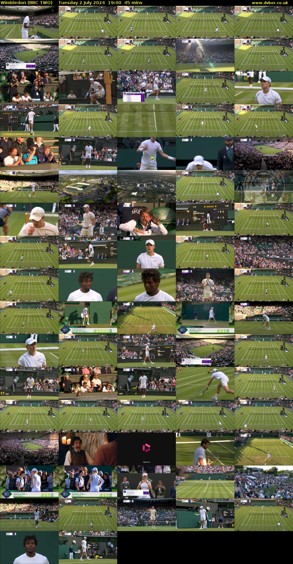Wimbledon (BBC TWO) Tuesday 2 July 2024 19:00 - 19:45