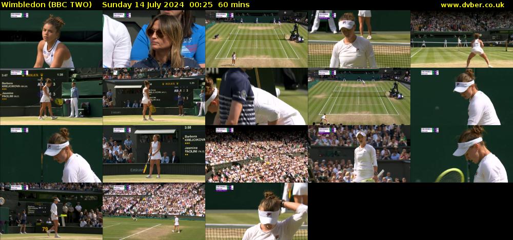 Wimbledon (BBC TWO) Sunday 14 July 2024 00:25 - 01:25