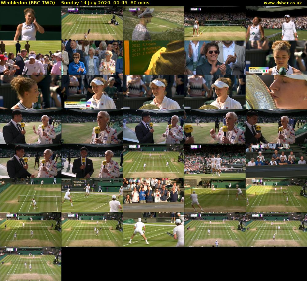 Wimbledon (BBC TWO) Sunday 14 July 2024 00:45 - 01:45