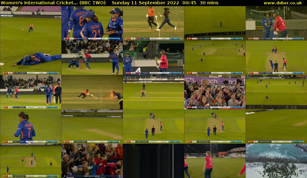 Women's International Cricket... (BBC TWO) Sunday 11 September 2022 00:45 - 01:15