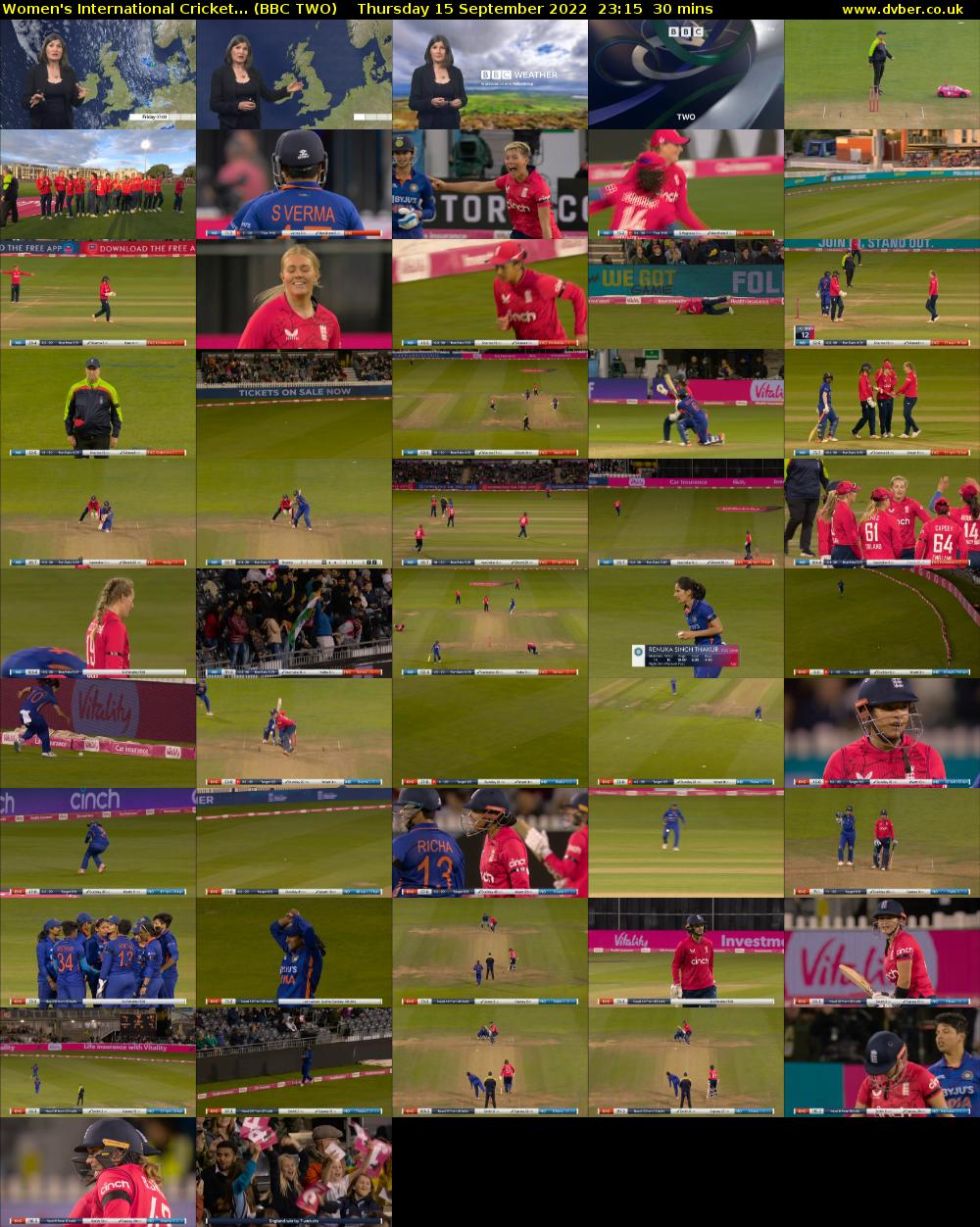 Women's International Cricket... (BBC TWO) Thursday 15 September 2022 23:15 - 23:45