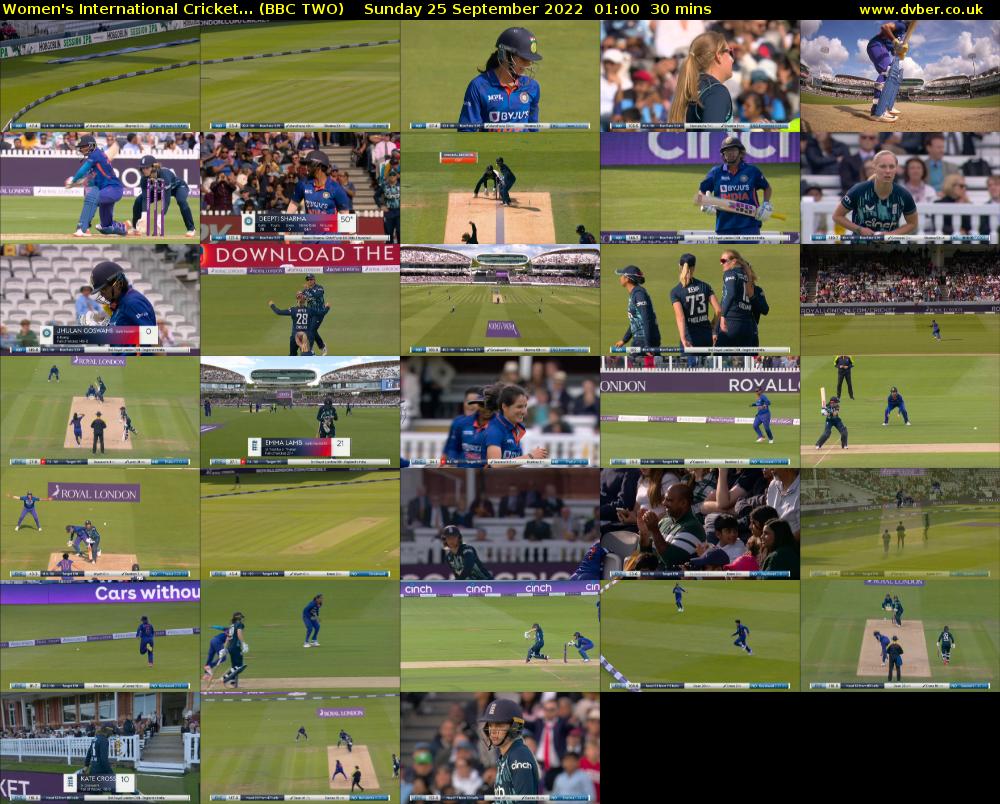 Women's International Cricket... (BBC TWO) Sunday 25 September 2022 01:00 - 01:30