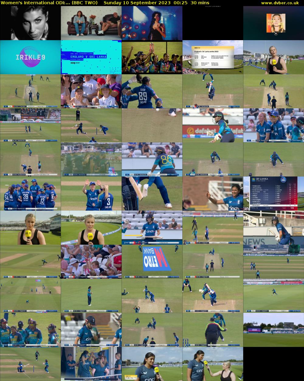 Women's International ODI:... (BBC TWO) Sunday 10 September 2023 00:25 - 00:55