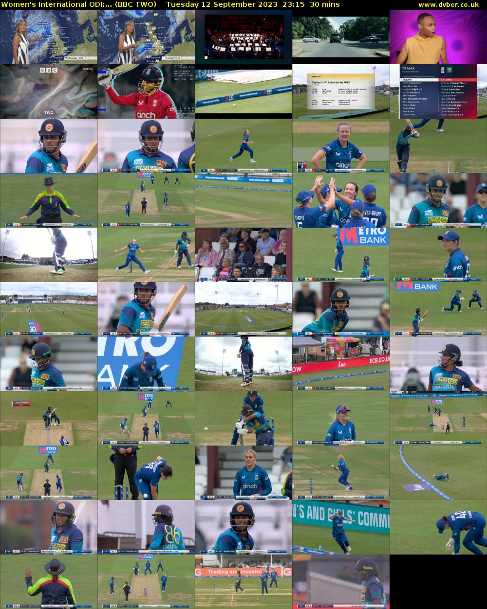 Women's International ODI:... (BBC TWO) Tuesday 12 September 2023 23:15 - 23:45