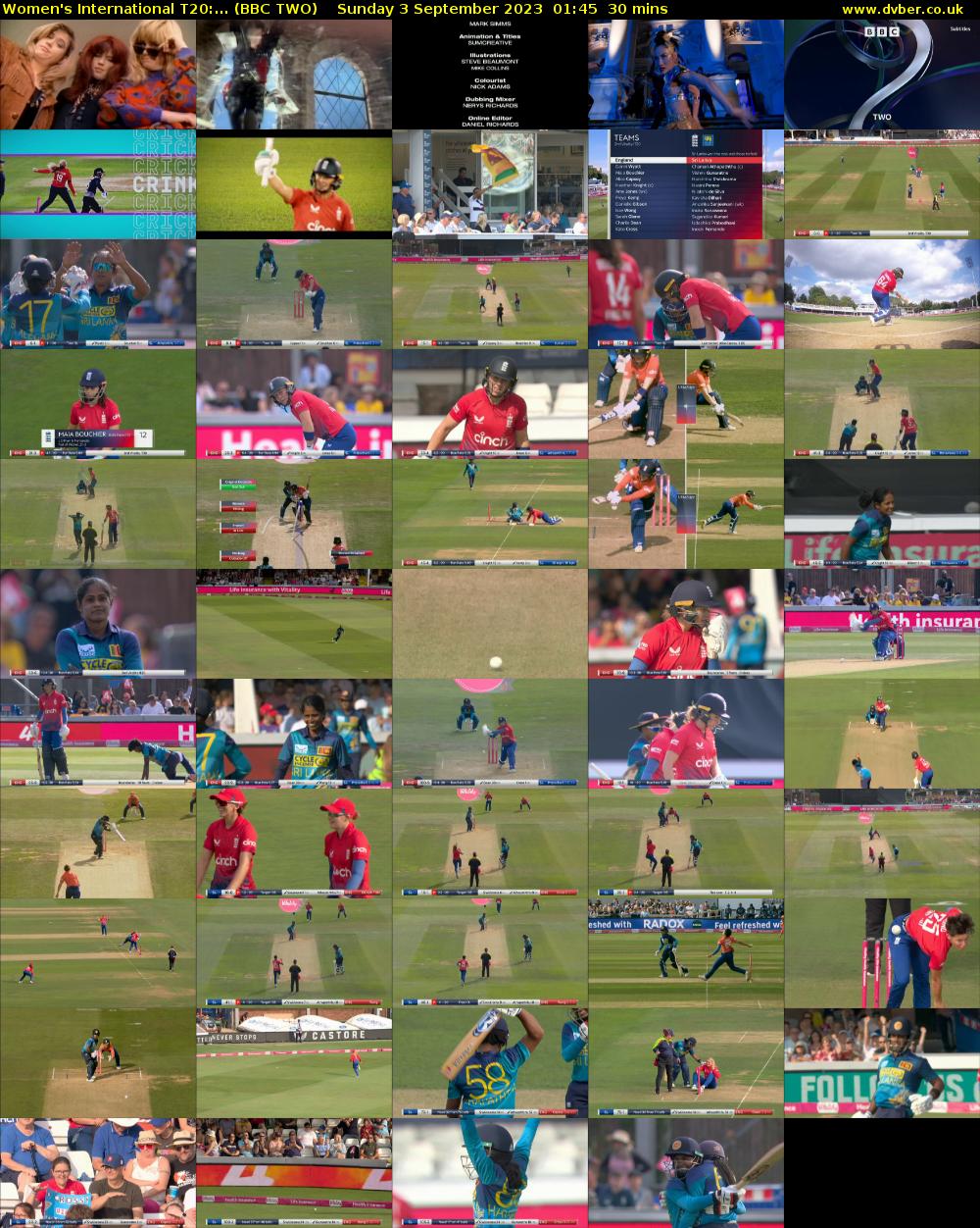 Women's International T20:... (BBC TWO) Sunday 3 September 2023 01:45 - 02:15