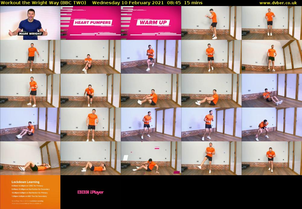 Workout the Wright Way (BBC TWO) Wednesday 10 February 2021 08:45 - 09:00