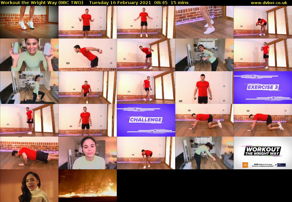 Workout the Wright Way (BBC TWO) Tuesday 16 February 2021 08:45 - 09:00