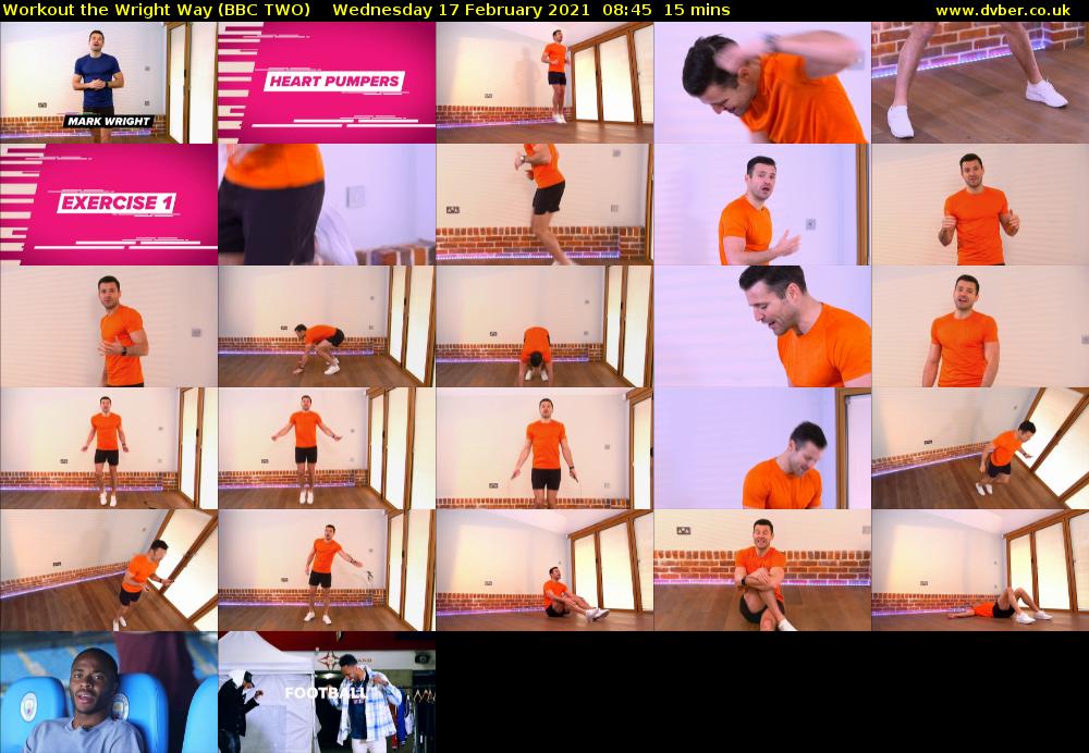 Workout the Wright Way (BBC TWO) Wednesday 17 February 2021 08:45 - 09:00