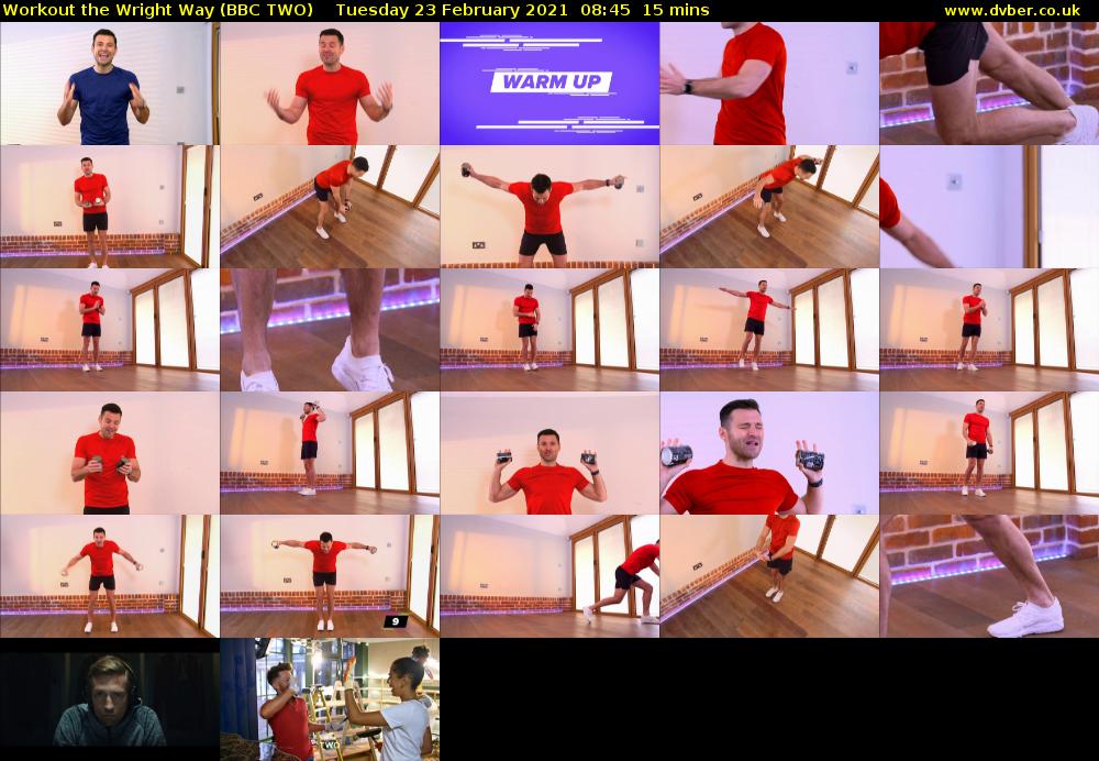 Workout the Wright Way (BBC TWO) Tuesday 23 February 2021 08:45 - 09:00