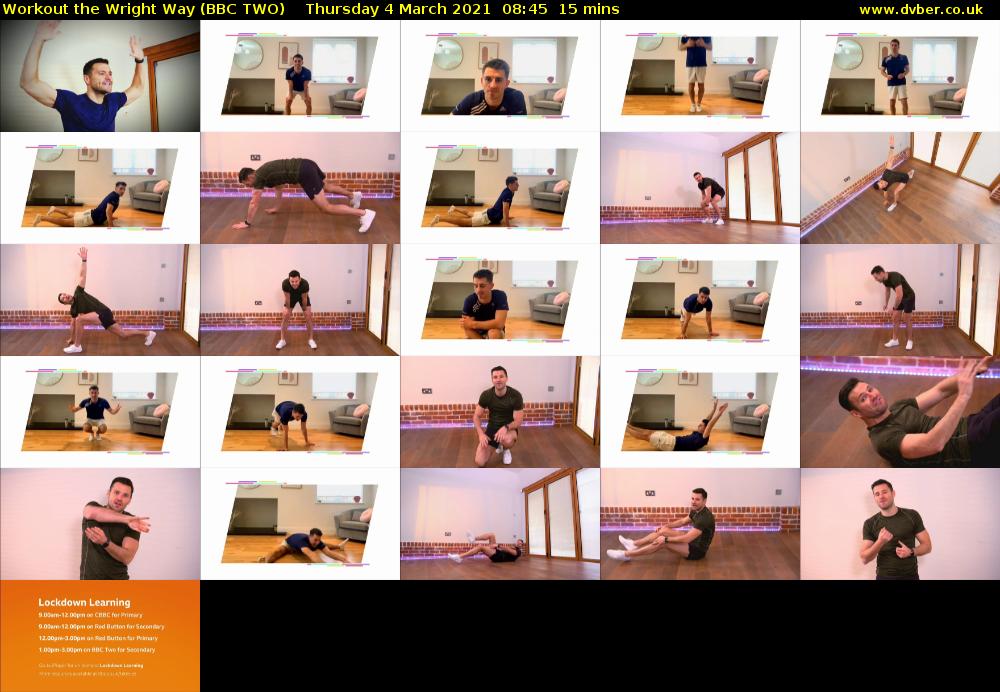 Workout the Wright Way (BBC TWO) Thursday 4 March 2021 08:45 - 09:00