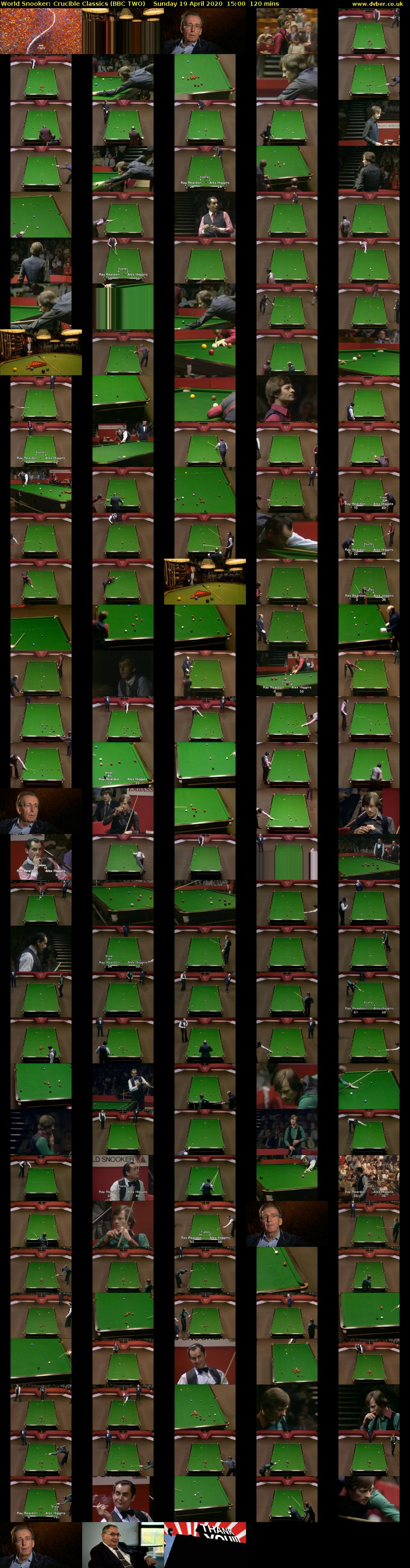 World Snooker: Crucible Classics (BBC TWO) Sunday 19 April 2020 15:00 - 17:00