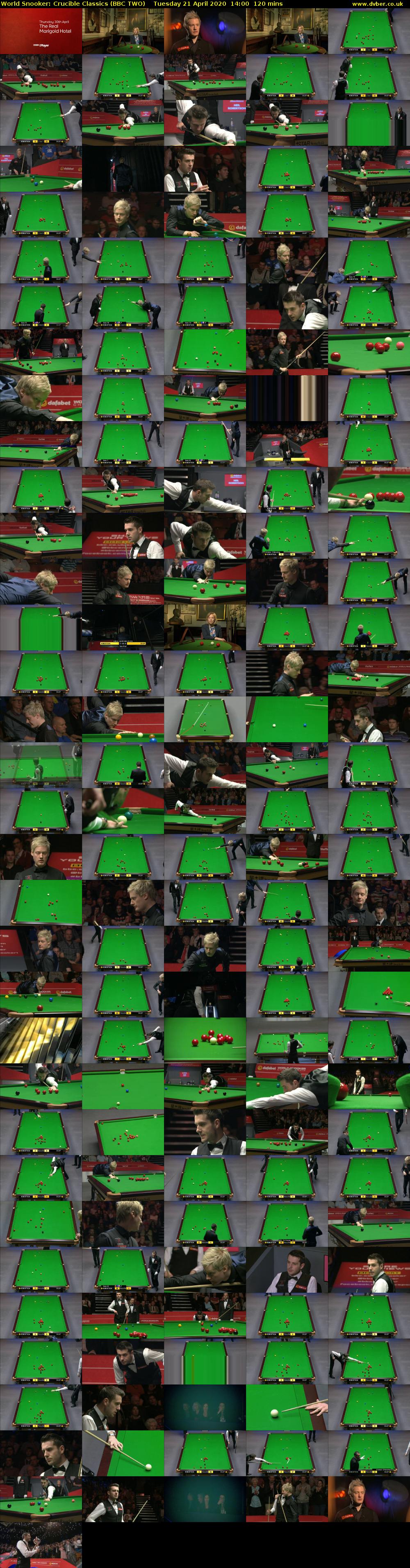 World Snooker: Crucible Classics (BBC TWO) Tuesday 21 April 2020 14:00 - 16:00