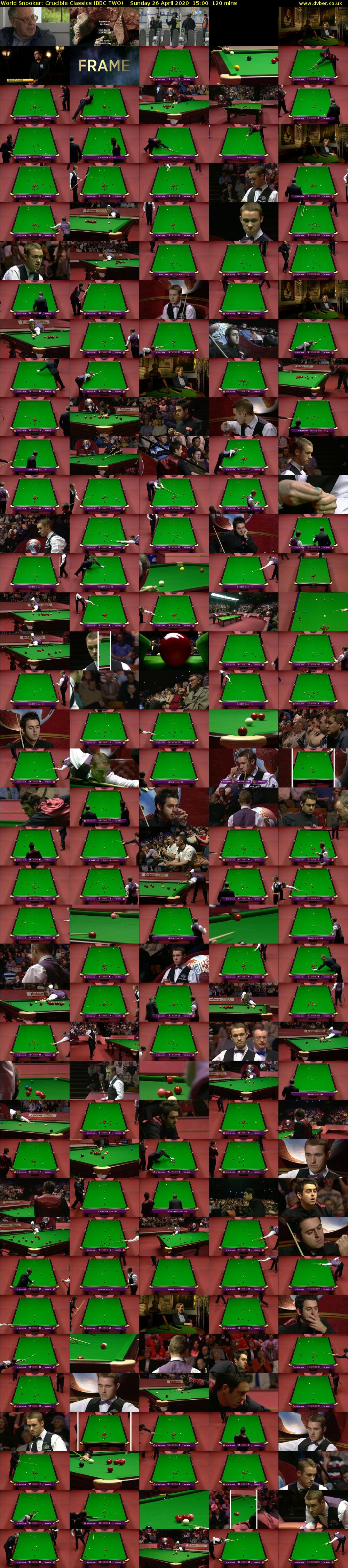World Snooker: Crucible Classics (BBC TWO) Sunday 26 April 2020 15:00 - 17:00