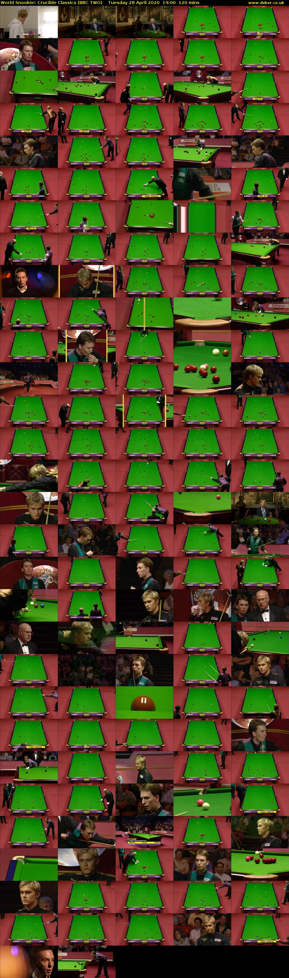 World Snooker: Crucible Classics (BBC TWO) Tuesday 28 April 2020 14:00 - 16:00