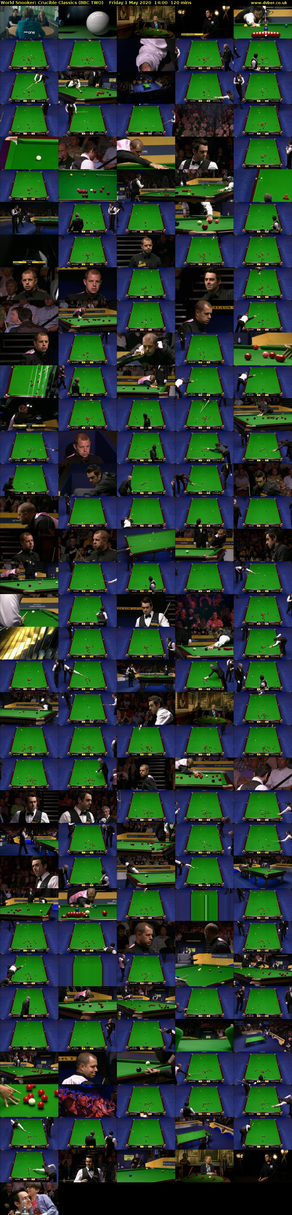 World Snooker: Crucible Classics (BBC TWO) Friday 1 May 2020 14:00 - 16:00