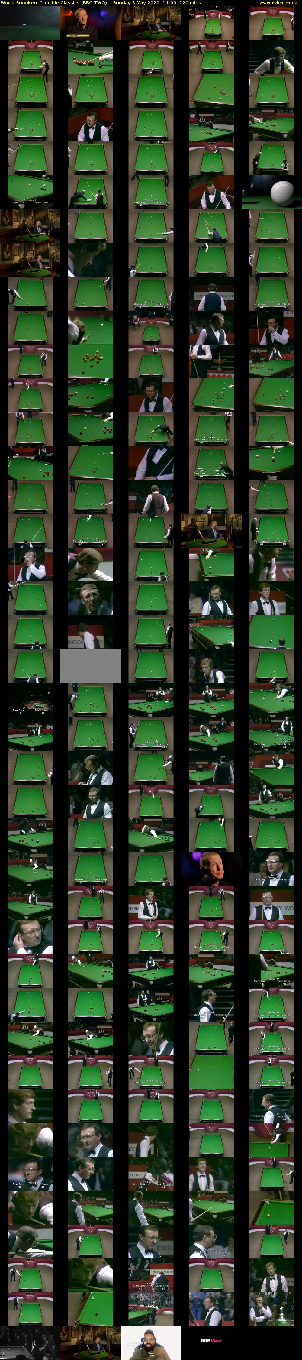 World Snooker: Crucible Classics (BBC TWO) Sunday 3 May 2020 14:00 - 16:00