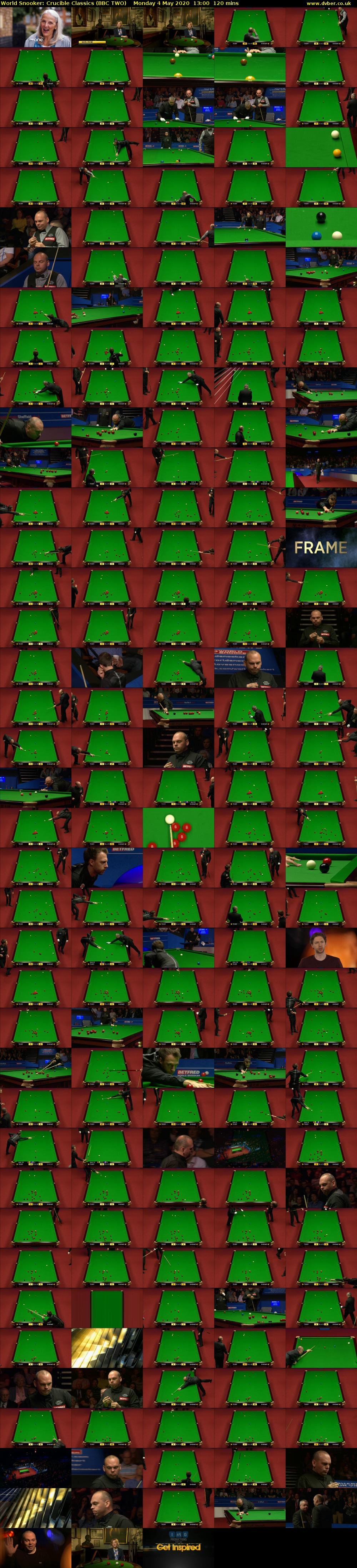 World Snooker: Crucible Classics (BBC TWO) Monday 4 May 2020 13:00 - 15:00