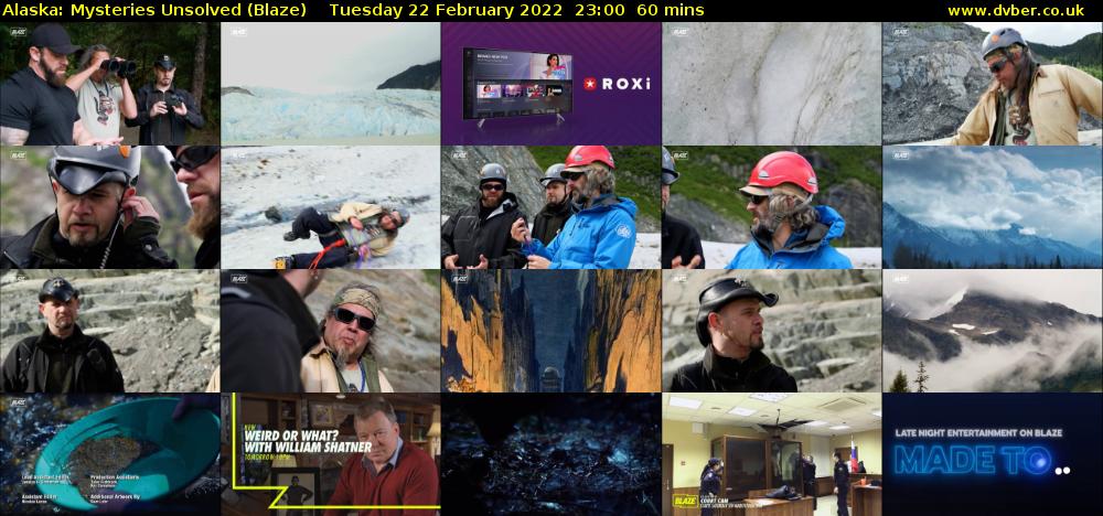 Alaska: Mysteries Unsolved (Blaze) Tuesday 22 February 2022 23:00 - 00:00