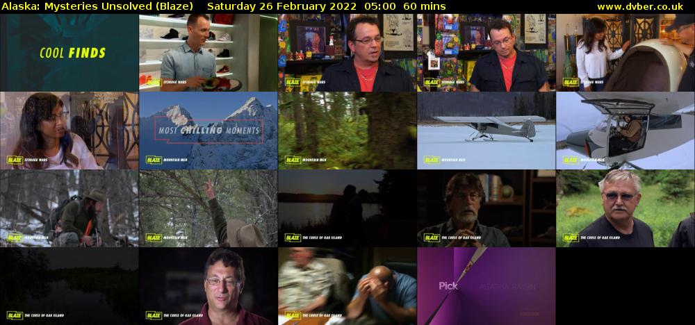 Alaska: Mysteries Unsolved (Blaze) Saturday 26 February 2022 05:00 - 06:00