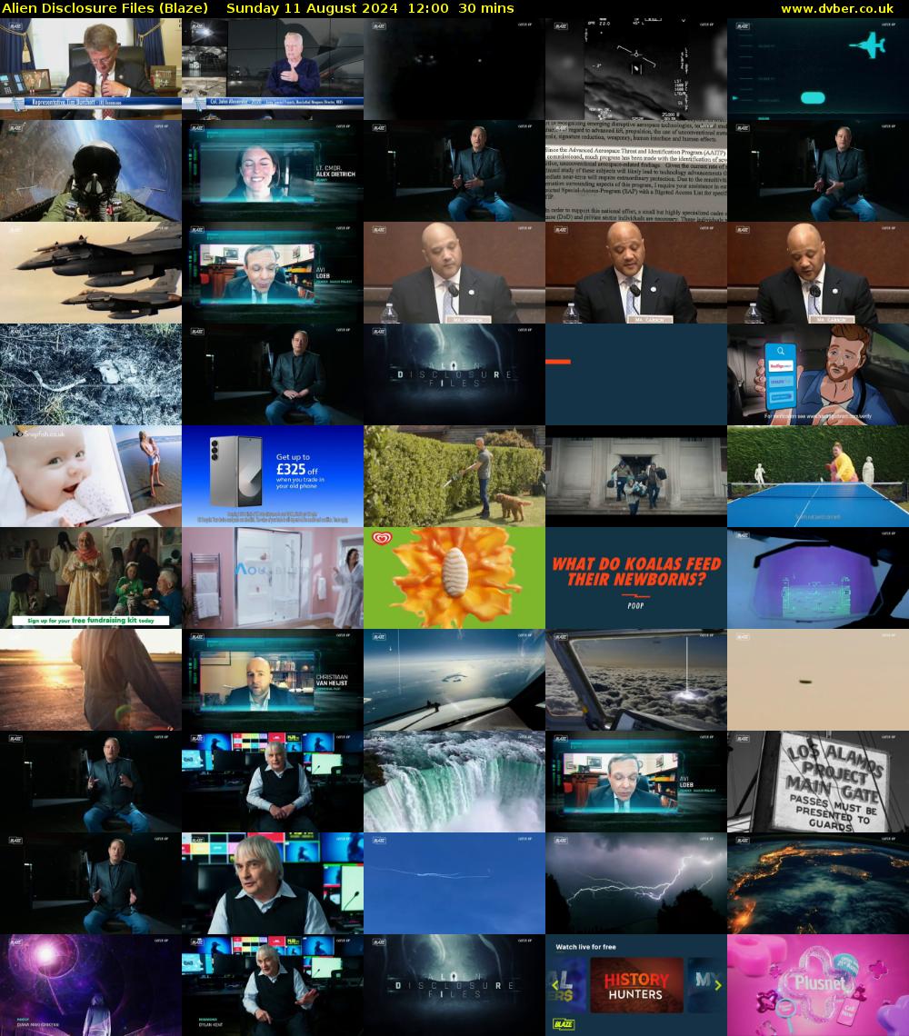 Alien Disclosure Files (Blaze) Sunday 11 August 2024 12:00 - 12:30