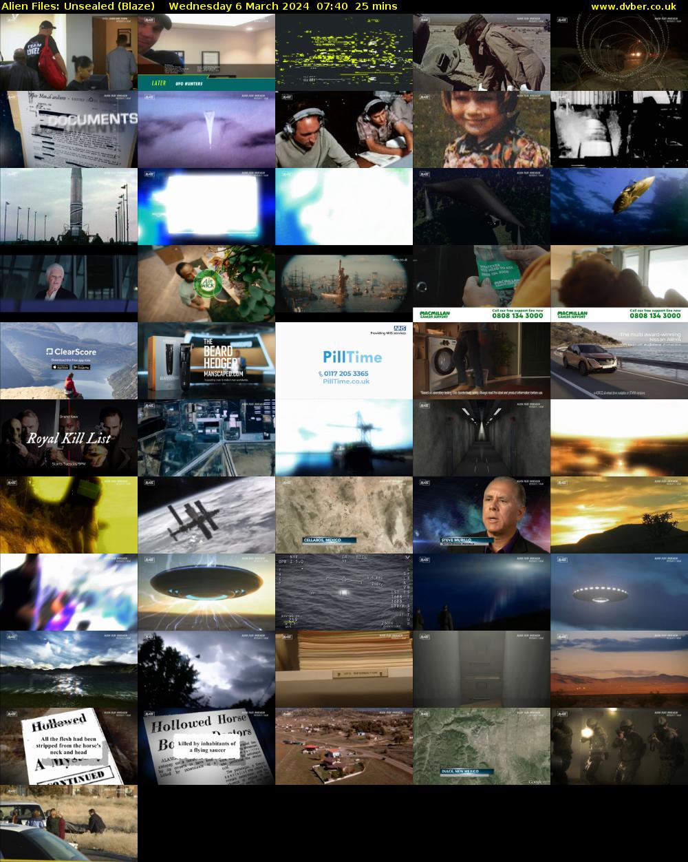 Alien Files: Unsealed (Blaze) Wednesday 6 March 2024 07:40 - 08:05