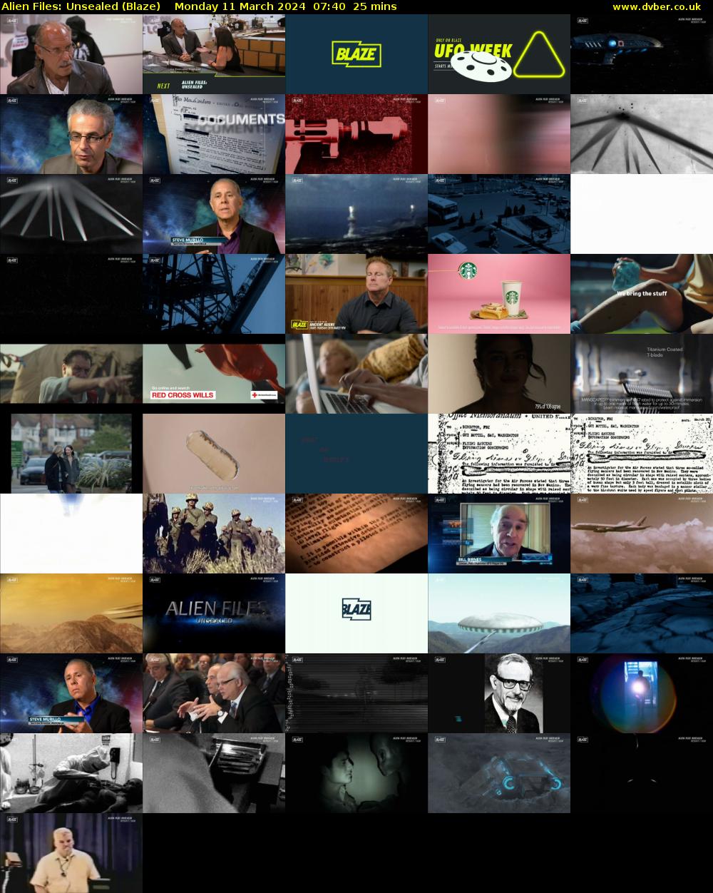Alien Files: Unsealed (Blaze) Monday 11 March 2024 07:40 - 08:05