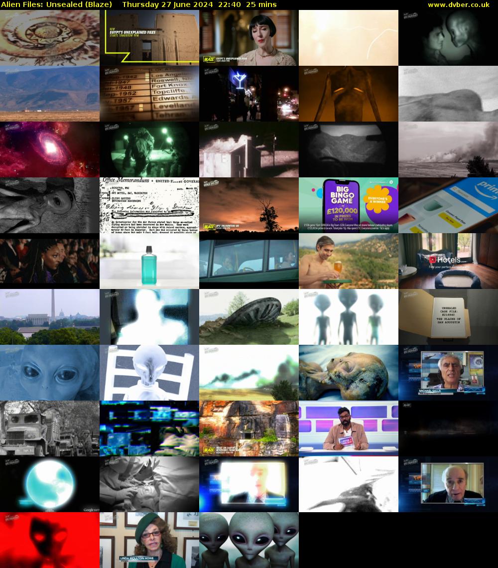 Alien Files: Unsealed (Blaze) Thursday 27 June 2024 22:40 - 23:05