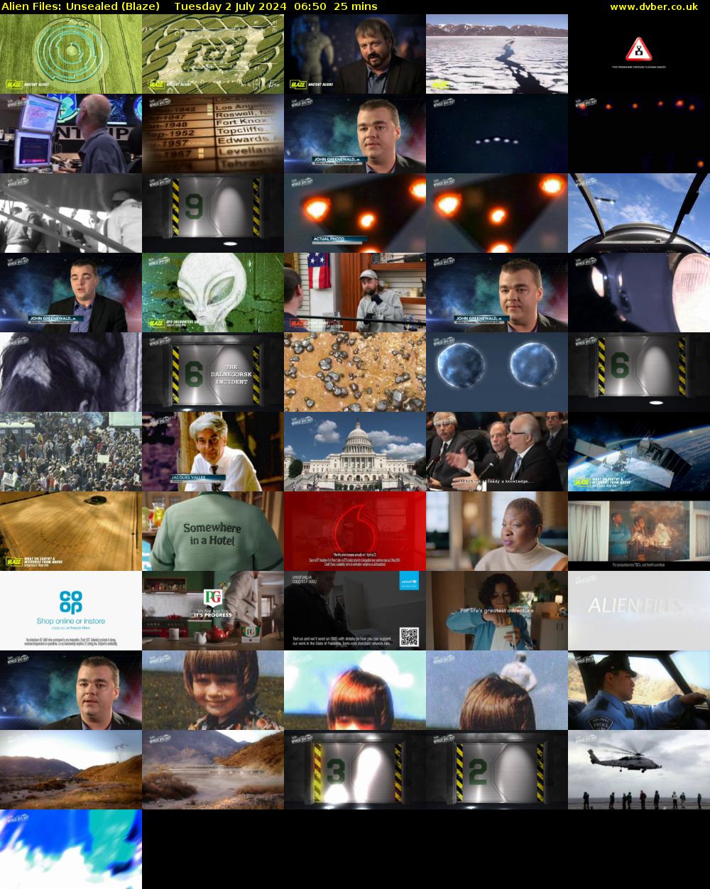 Alien Files: Unsealed (Blaze) Tuesday 2 July 2024 06:50 - 07:15