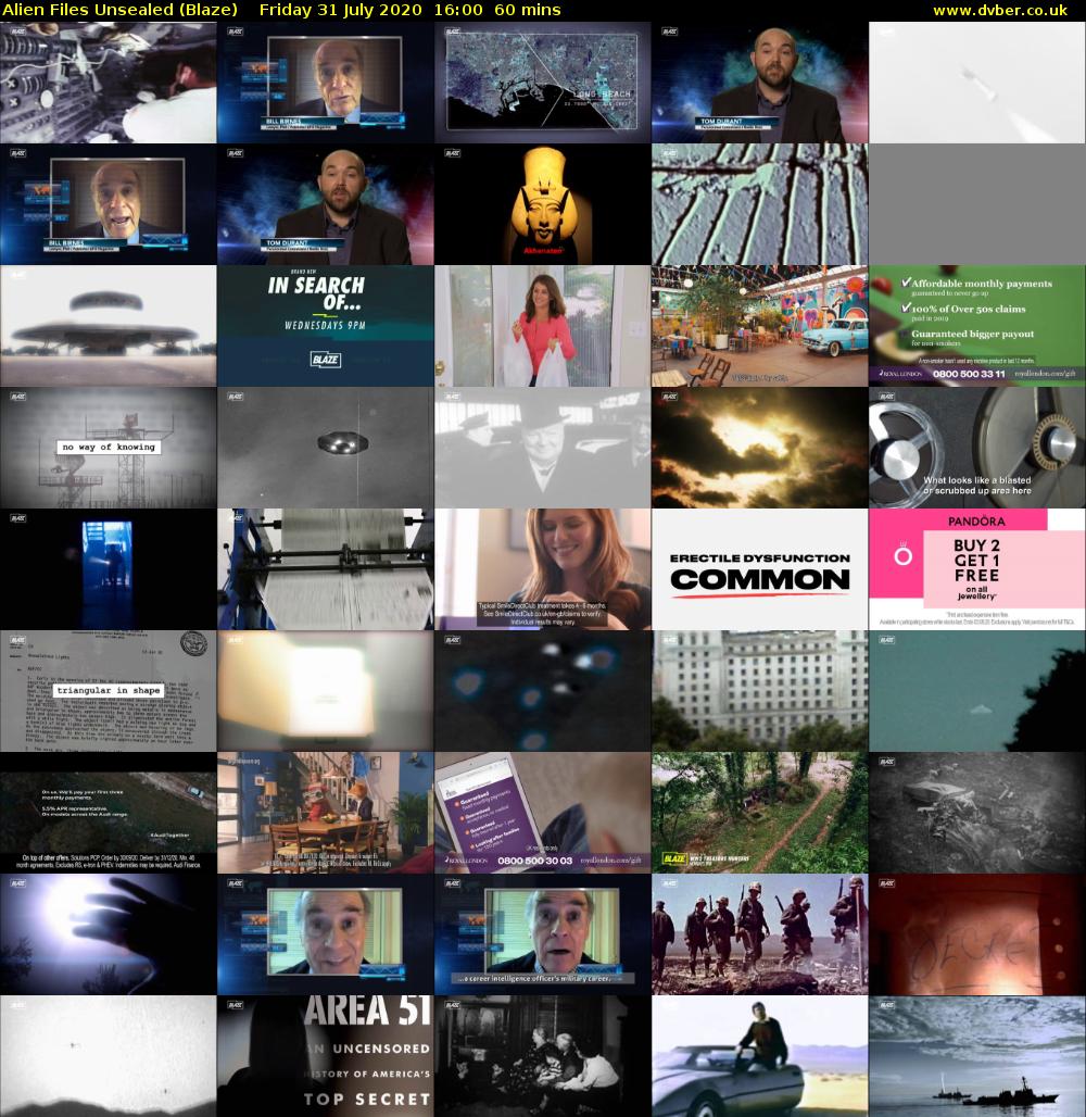 Alien Files Unsealed (Blaze) Friday 31 July 2020 16:00 - 17:00