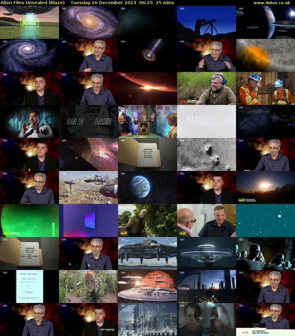 Alien Files Unsealed (Blaze) Tuesday 26 December 2023 06:25 - 06:50