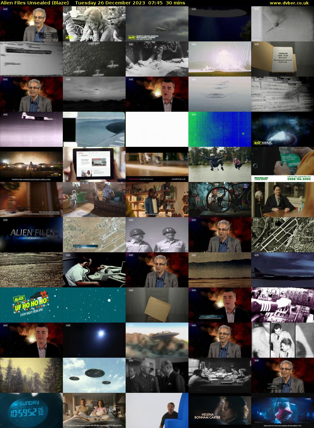 Alien Files Unsealed (Blaze) Tuesday 26 December 2023 07:45 - 08:15