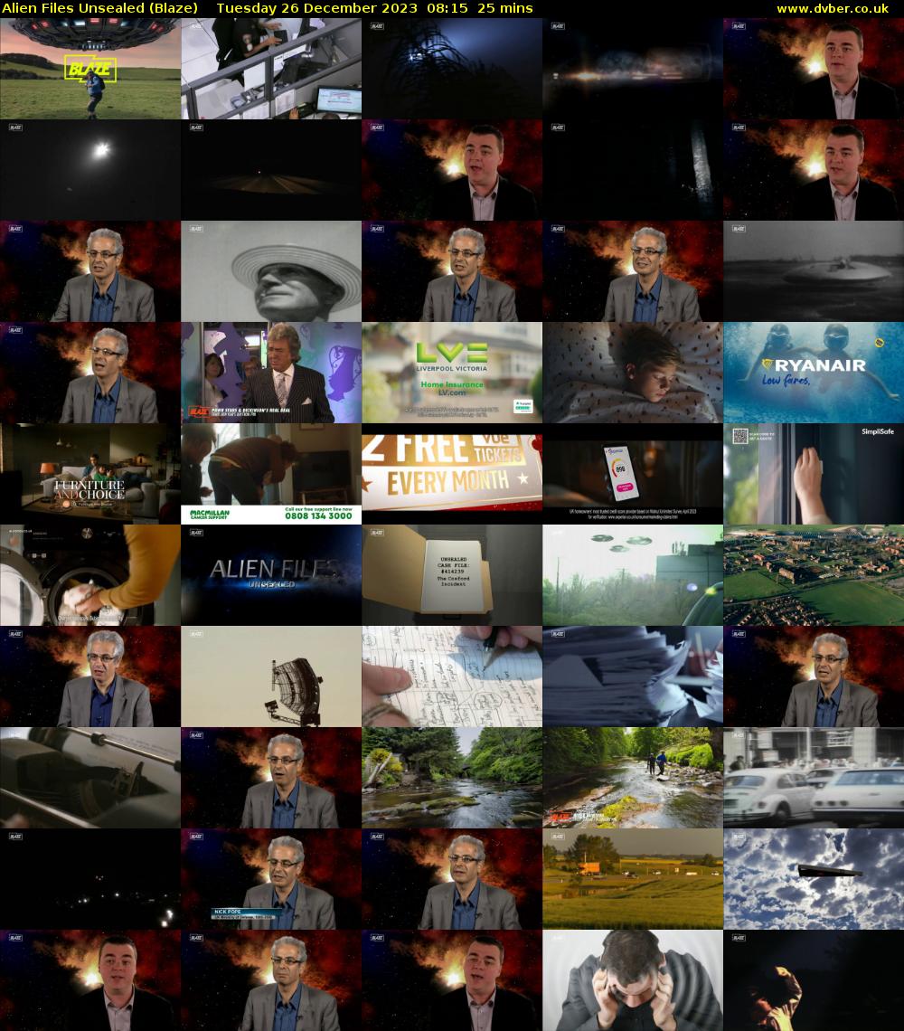 Alien Files Unsealed (Blaze) Tuesday 26 December 2023 08:15 - 08:40