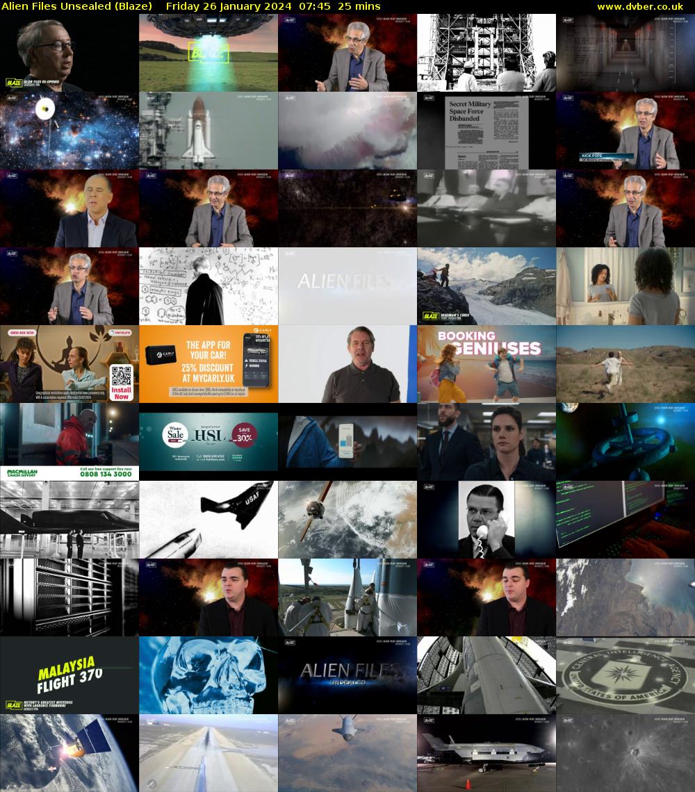 Alien Files Unsealed (Blaze) Friday 26 January 2024 07:45 - 08:10