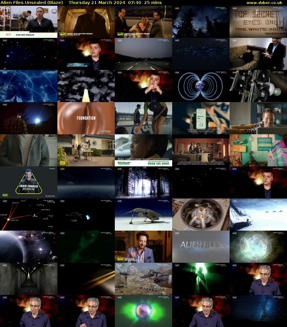 Alien Files Unsealed (Blaze) Thursday 21 March 2024 07:40 - 08:05