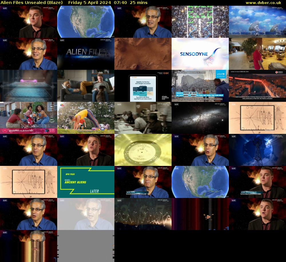 Alien Files Unsealed (Blaze) Friday 5 April 2024 07:40 - 08:05