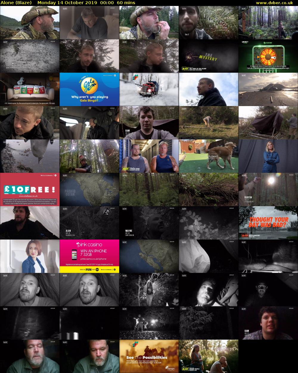 Alone (Blaze) Monday 14 October 2019 00:00 - 01:00