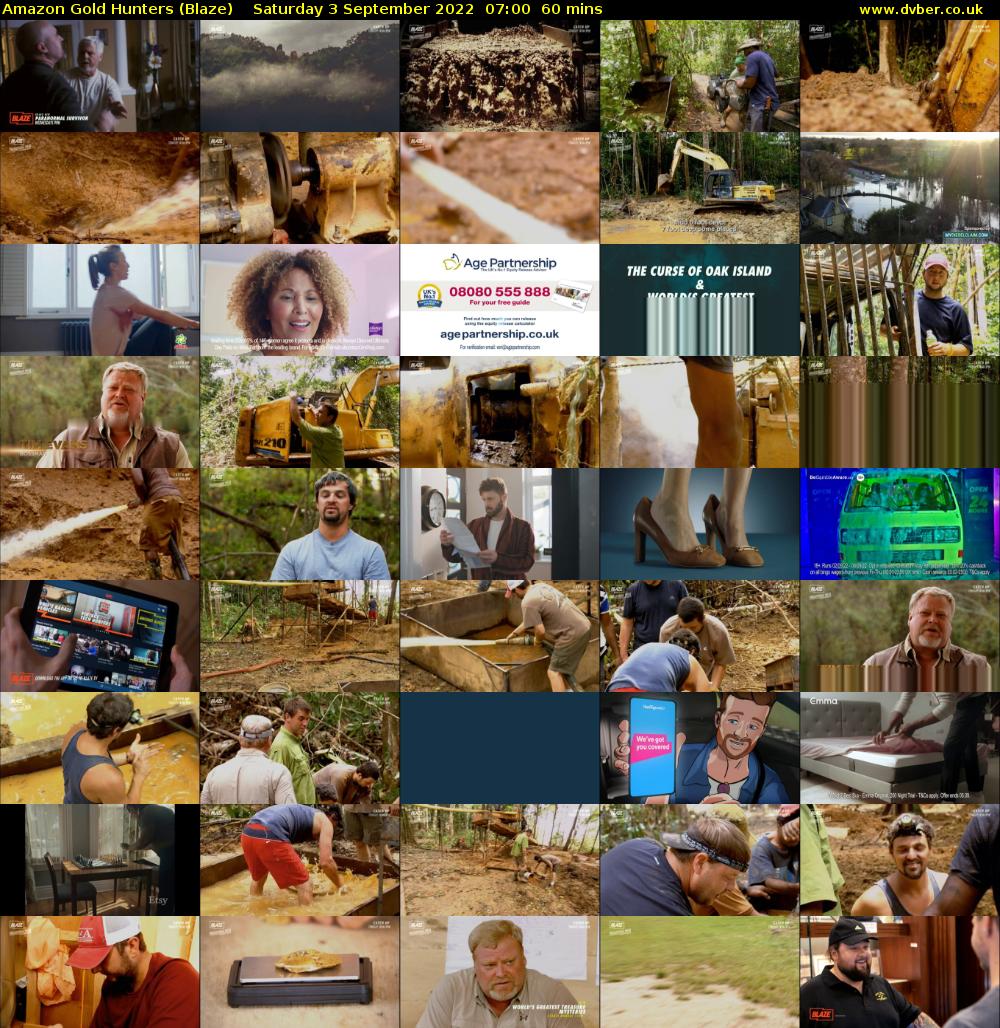 Amazon Gold Hunters (Blaze) Saturday 3 September 2022 07:00 - 08:00