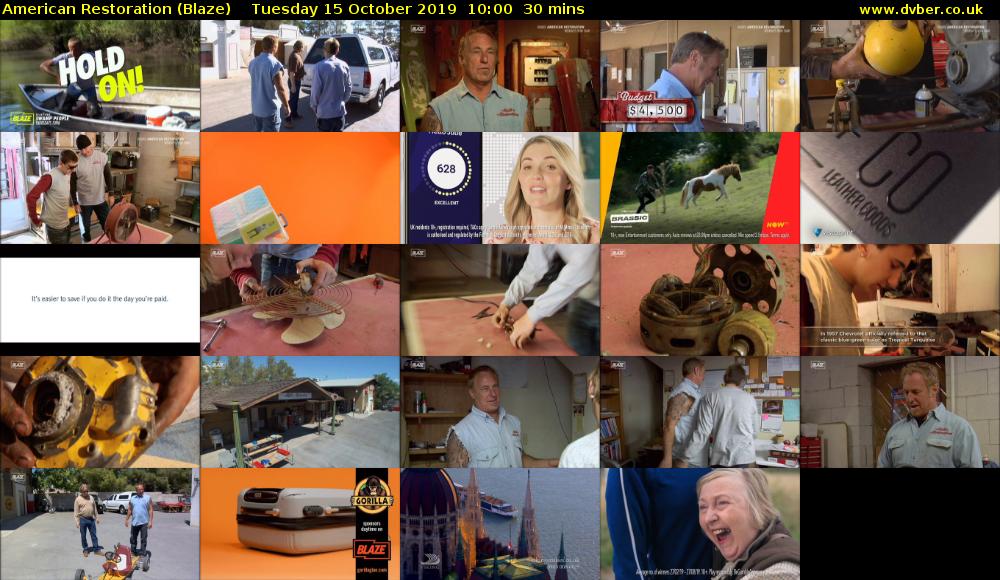 American Restoration (Blaze) Tuesday 15 October 2019 10:00 - 10:30
