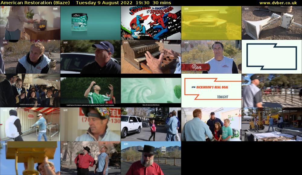 American Restoration (Blaze) Tuesday 9 August 2022 19:30 - 20:00