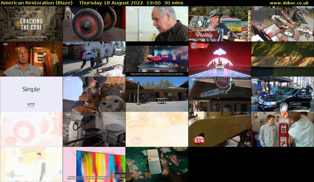 American Restoration (Blaze) Thursday 18 August 2022 19:00 - 19:30