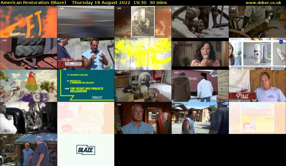 American Restoration (Blaze) Thursday 18 August 2022 19:30 - 20:00