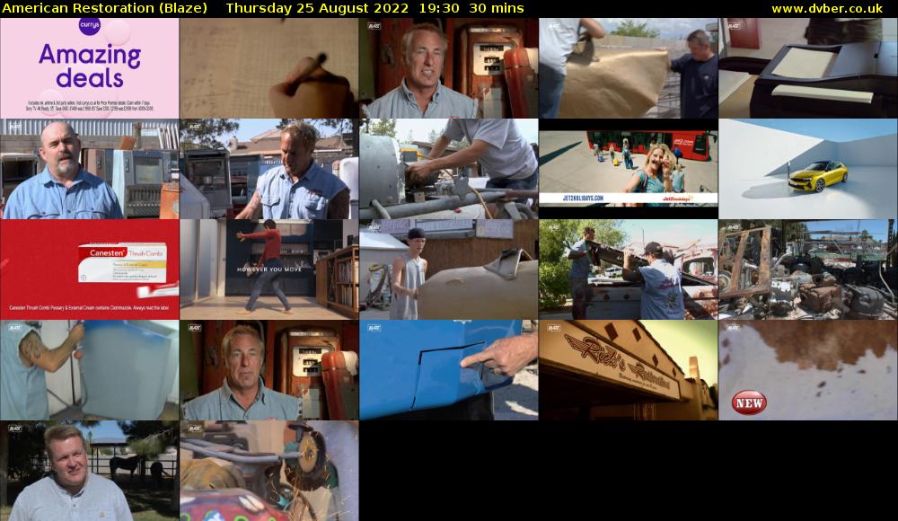 American Restoration (Blaze) Thursday 25 August 2022 19:30 - 20:00