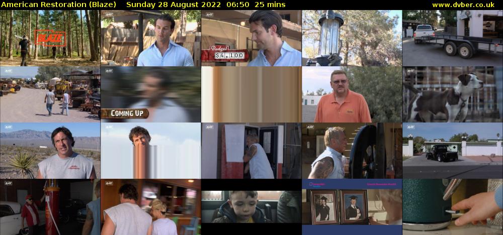 American Restoration (Blaze) Sunday 28 August 2022 06:50 - 07:15