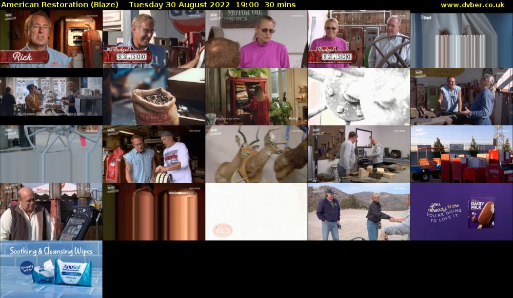 American Restoration (Blaze) Tuesday 30 August 2022 19:00 - 19:30